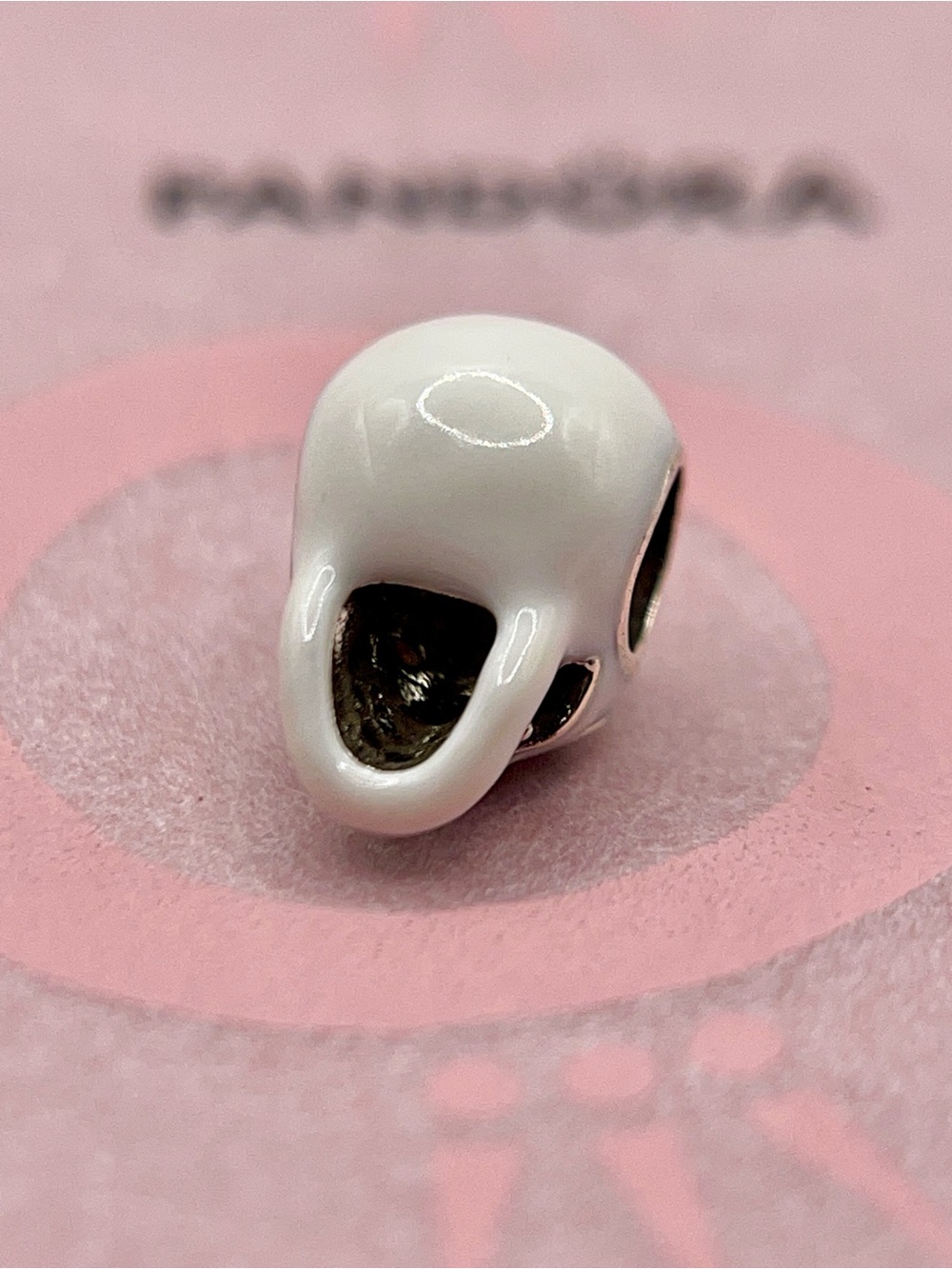 Pandora Glow In The Dark Skull Enamel Heart Eye Cubic Zirconia Charm - Picture 7 of 10